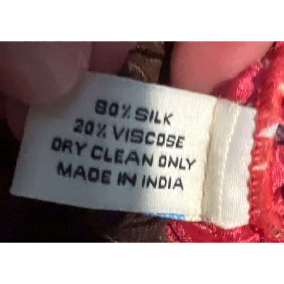 Wevez Red Silk Blend Baggy Parachute Pants ‎ Joggers Colorful Pattern Boho - Picture 3 of 7